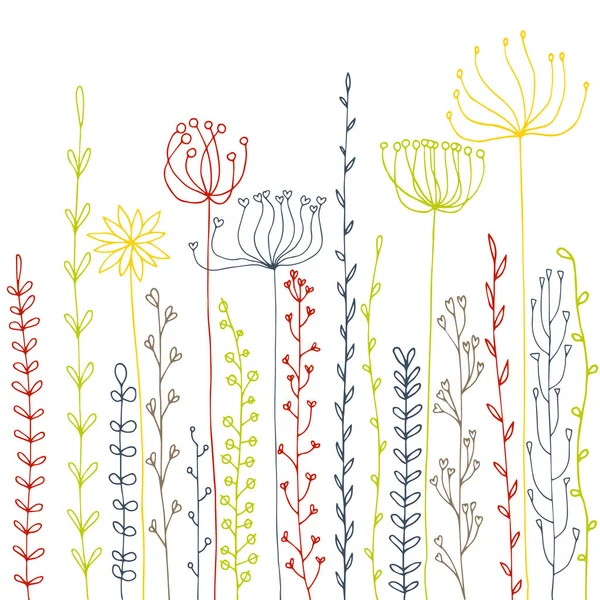 जड़ी बूटी और फूलों को चित्रित करने के साथ पृष्ठभूमि — स्टॉक वेक्टर