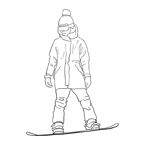 Dessin vectoriel snowboarder — Image vectorielle