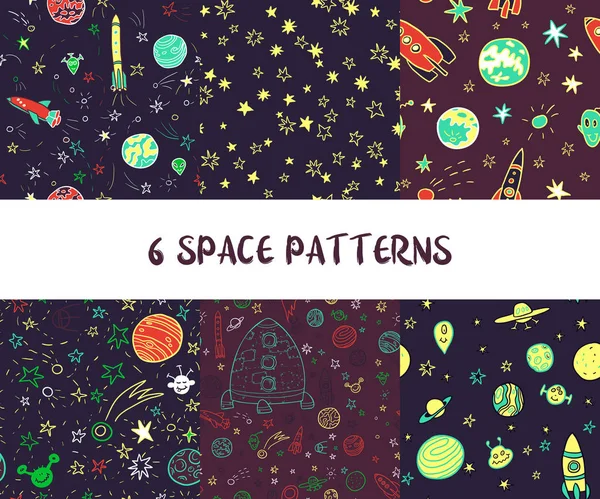 Vector set of pace seamless patterns — Stock Vector