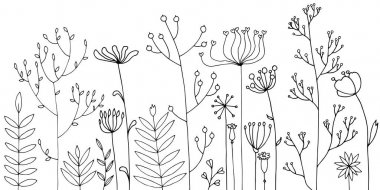 Arka plan bitki ve çiçek çizim ile