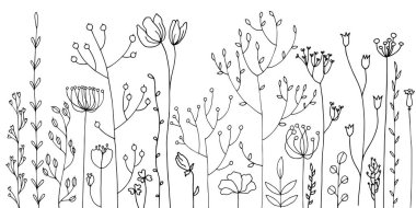 Arka plan bitki ve çiçek çizim ile