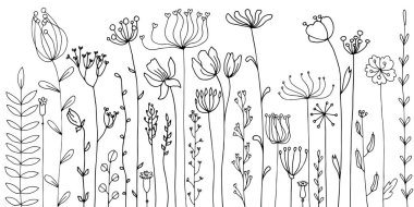 Arka plan bitki ve çiçek çizim ile