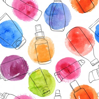 vektör seamless modeli ile Kozmetik Şişeler