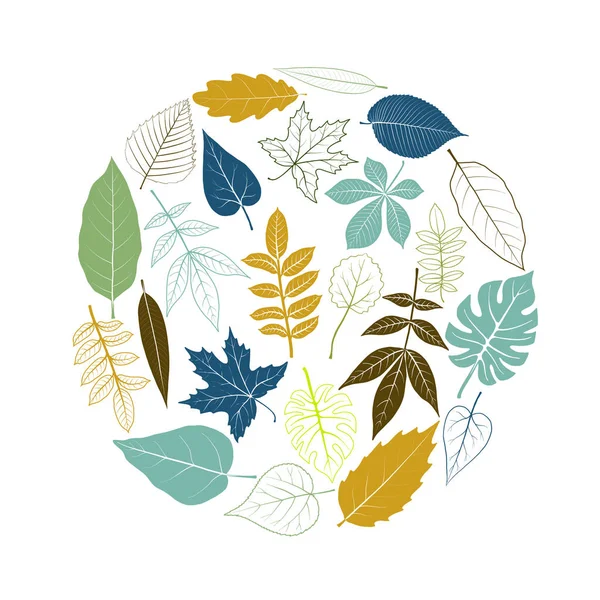 Vector round template with tree leaves — Stock Vector