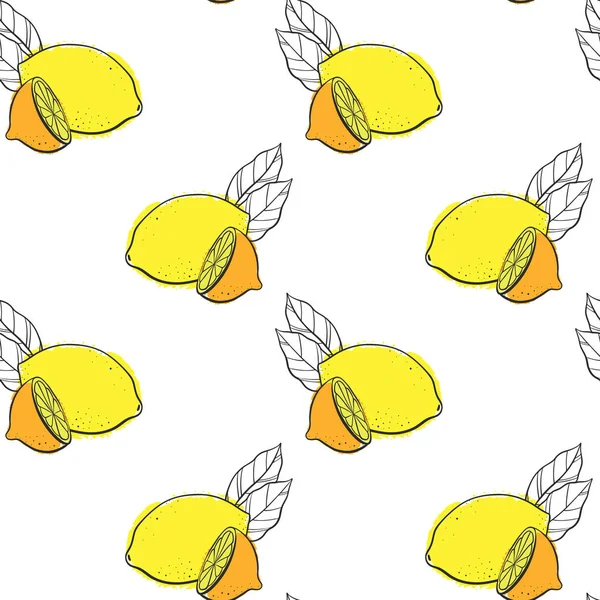 Vector seamless pattern with lemon — Stock Vector