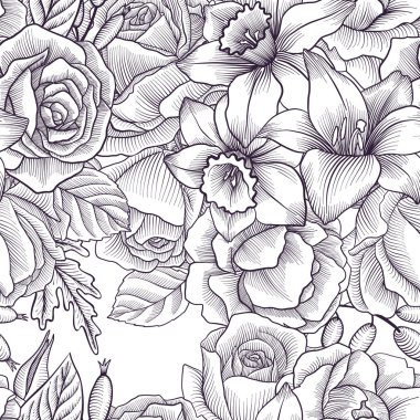 Vintage Vector Çiçeksiz desen