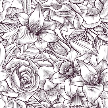 Vintage Vector Çiçeksiz desen