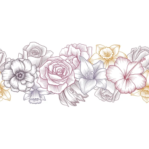 Vintage vecteur floral motif sans couture — Image vectorielle