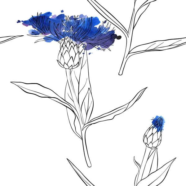 トウモロコシの花の描画にシームレスなパターン ベクトル — ストックベクタ