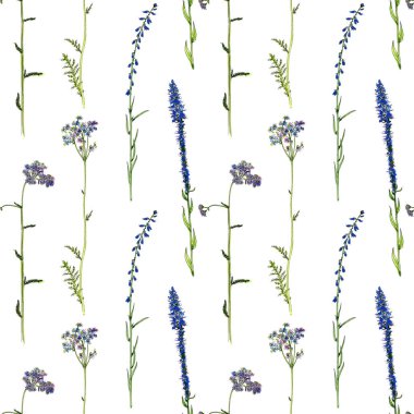 Sulu Boya çizim çiçek ve bitki ile Seamless Modeli