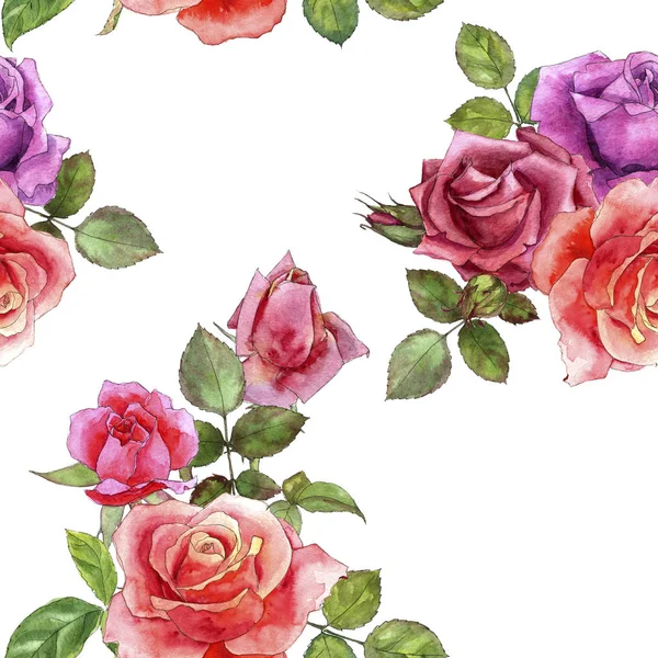 Motif sans couture avec aquarelle dessin roses — Photo