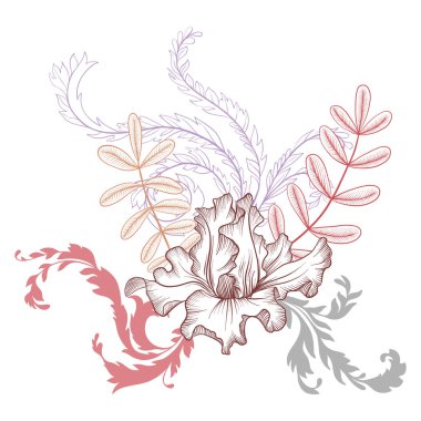 Vintage vektör çiçek bileşimi