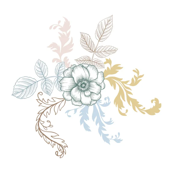 Vetor vintage composição floral — Vetor de Stock