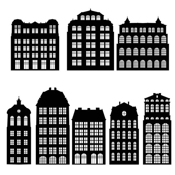 Silhouettes vectorielles de maisons — Image vectorielle