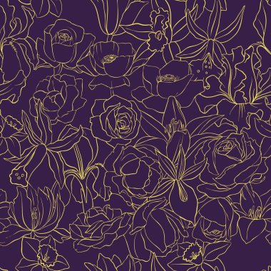 Vintage Vector Çiçeksiz desen