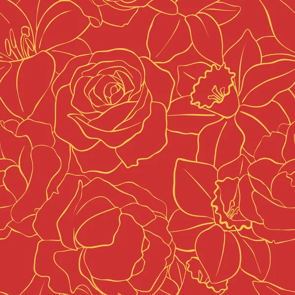 Vintage Vector Floral padrão sem costura — Vetor de Stock