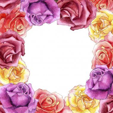 Sulu Boya çizim çiçekli çerçeve çiçek