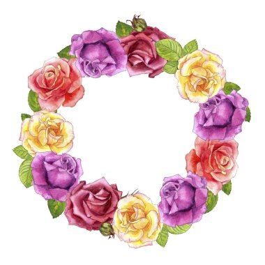 Sulu Boya çizim çiçekli çerçeve çiçek