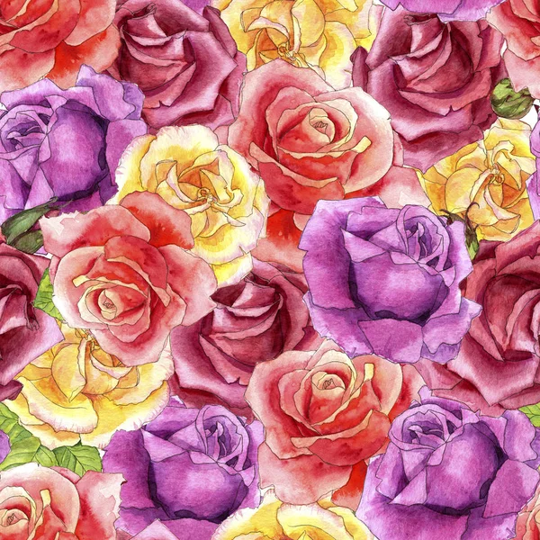 Motif sans couture avec aquarelle dessin roses — Photo