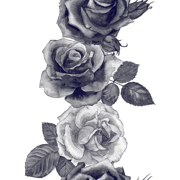 Безшовний візерунок з акварельними трояндами — стокове фото