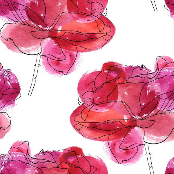 Motif sans couture vectoriel avec des fleurs de rose — Image vectorielle