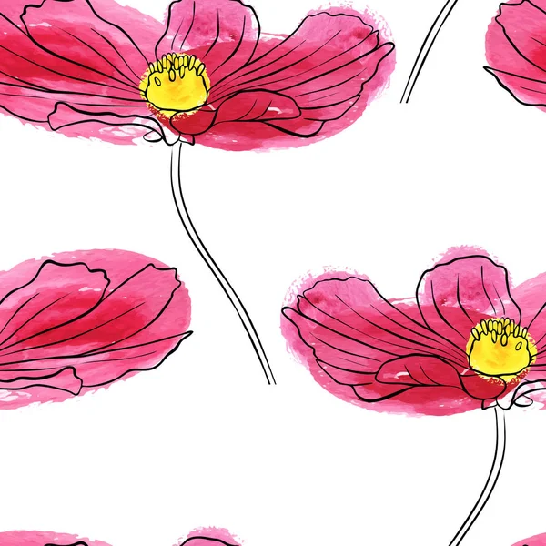 De naadloze patroon vector met bloem van daisy — Stockvector