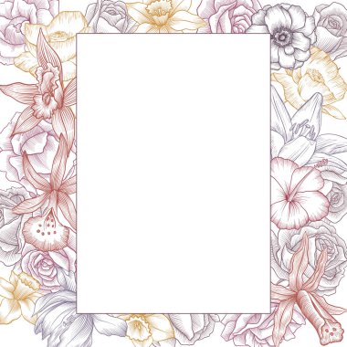 Vintage vektör çiçek bileşimi