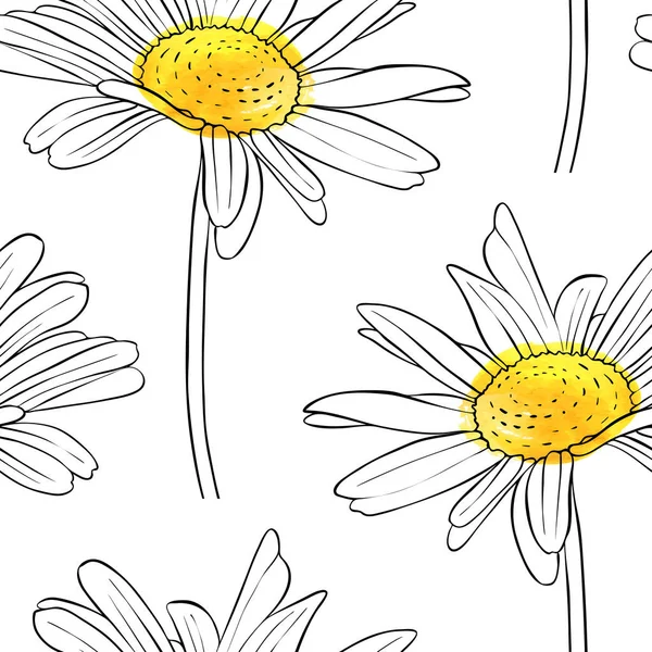 带菊花花的矢量无缝图案 — 图库矢量图片
