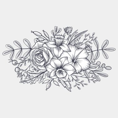 Vintage vektör çiçek bileşimi