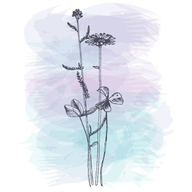 Arka plan bitki ve çiçek çizim ile