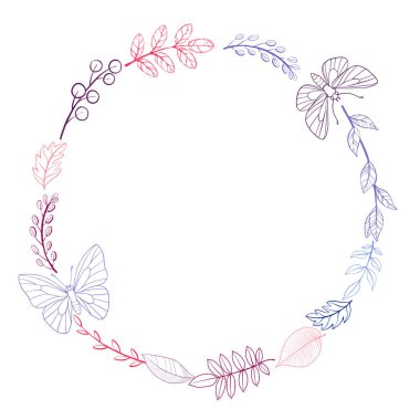 vektör yuvarlak çerçeve yaprakları ile