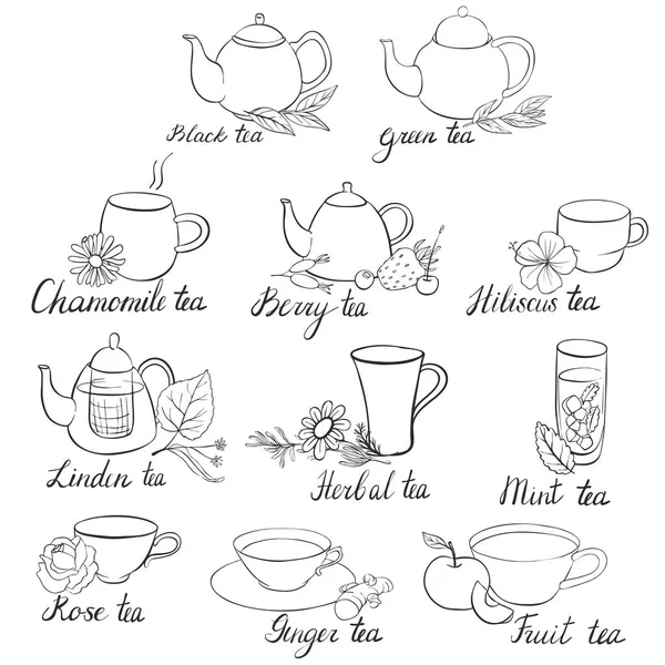 Vector juego de té — Vector de stock