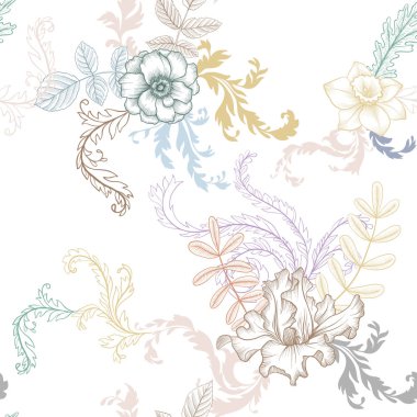 Vintage Vector Çiçeksiz desen