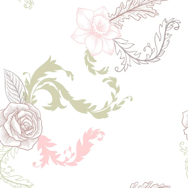 Vintage vector floral seamless pattern — Stock Vector