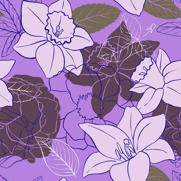 Vintage Vector Floral padrão sem costura — Vetor de Stock