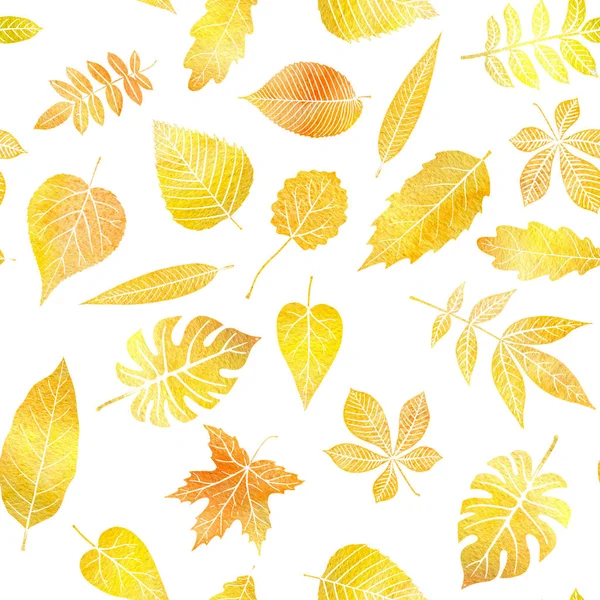 Aquarel naadloze patroon met bladeren van de boom — Stockfoto