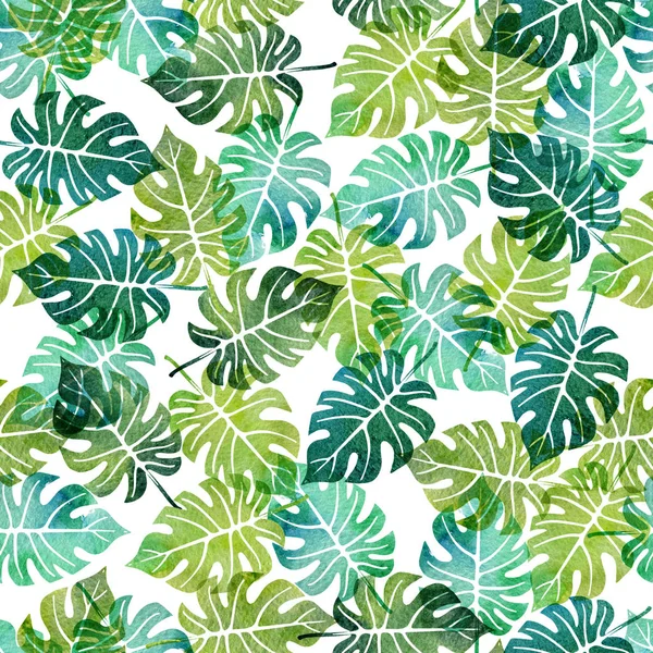 Watercolor seamless pattern with tree leaves — Stock Photo, Image