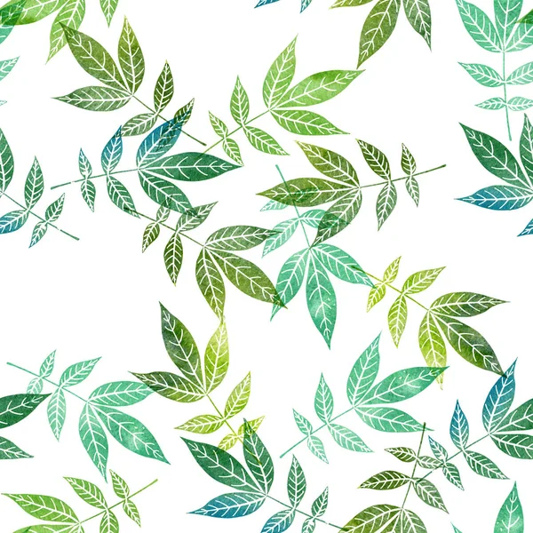 Aquarelle motif sans couture avec des feuilles d'arbre — Photo