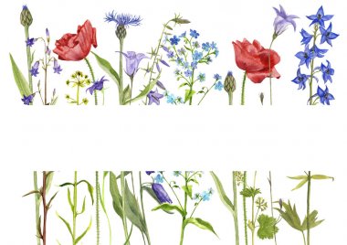 Şablon suluboya çiçekli