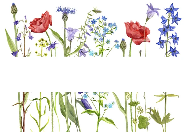 Шаблон з акварельними квітами — стокове фото