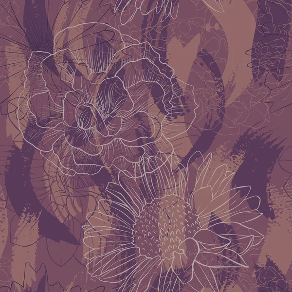 vector seamless pattern with flowers
