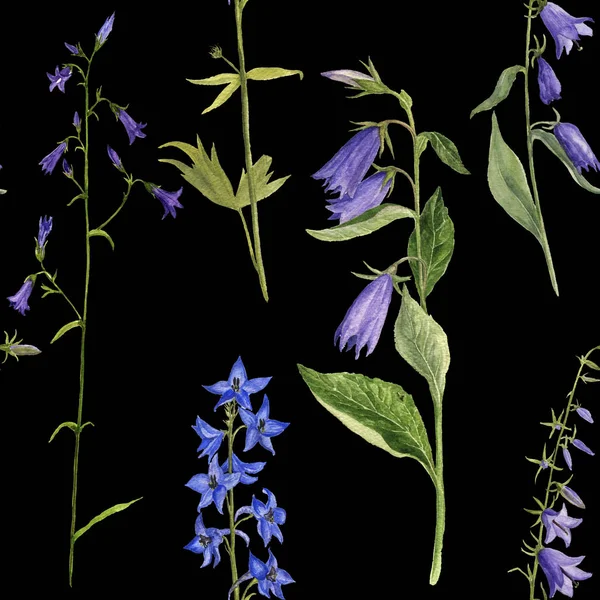 Modello senza soluzione di continuità con fiori ad acquerello — Foto Stock