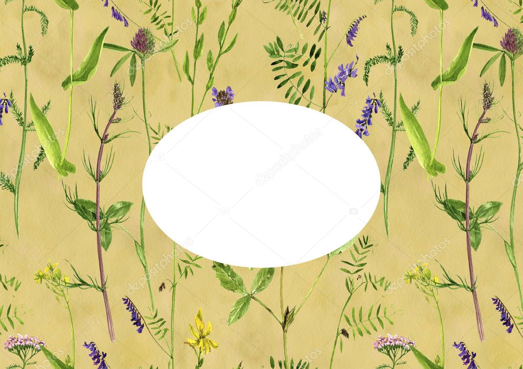 Template with watercolor flowers