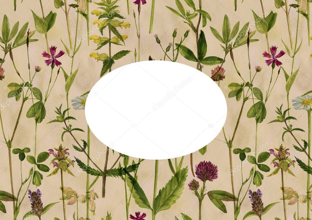 Template with watercolor flowers