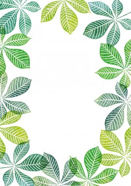 ağaç yaprakları ile suluboya şablonu