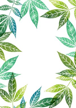 ağaç yaprakları ile suluboya şablonu