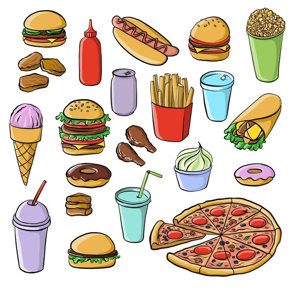 Vetor de desenho fast food —  Vetores de Stock