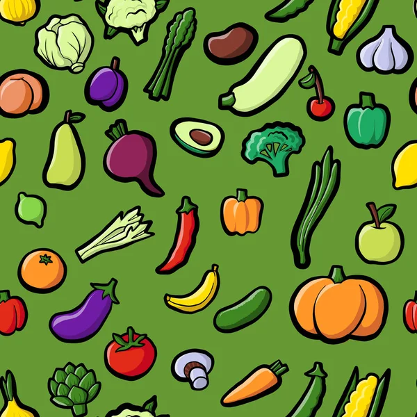 Motif sans couture vectoriel avec dessin de légumes — Image vectorielle