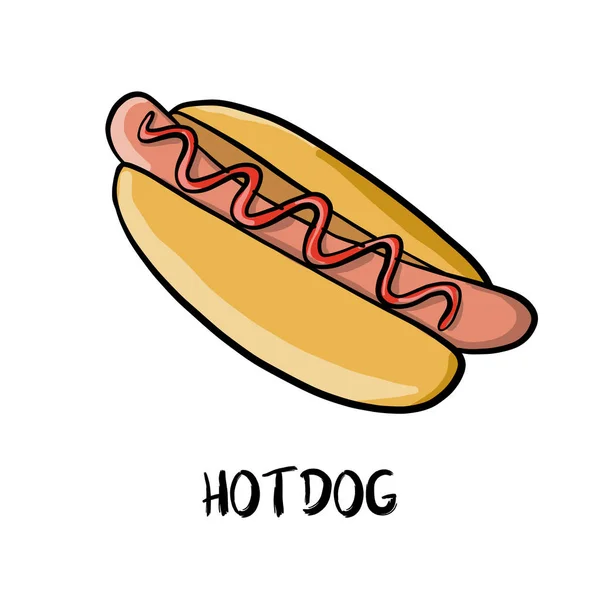 Vector tekening hotdog — Stockvector