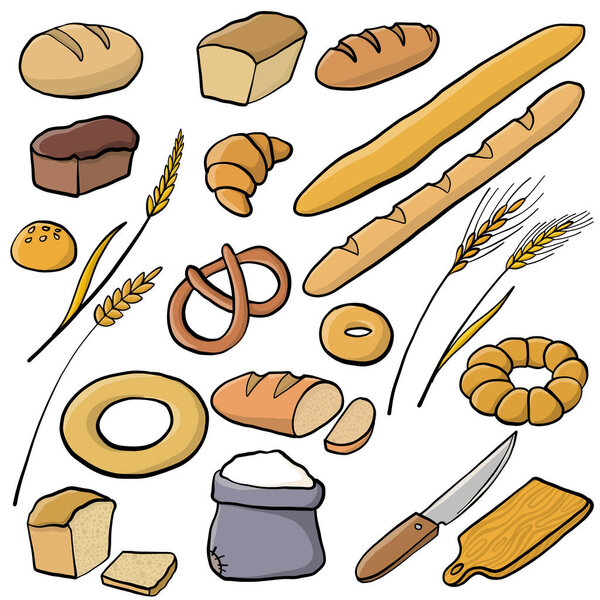 vector set of bread and bakery